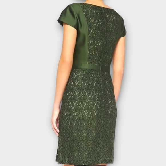 Tory Burch Women’s Mariana Dress Size 4 Lace Jacquard Douglas Fir Designer NWT - Picture 2 of 14